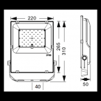  ROCK 2 Projecteur 50W noir IP6 