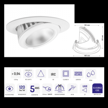  DOWNLIGHT SAMBA BLANC 27W 4000 