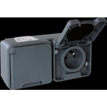  OXXO Double PC horiz 2P+T GRIS 